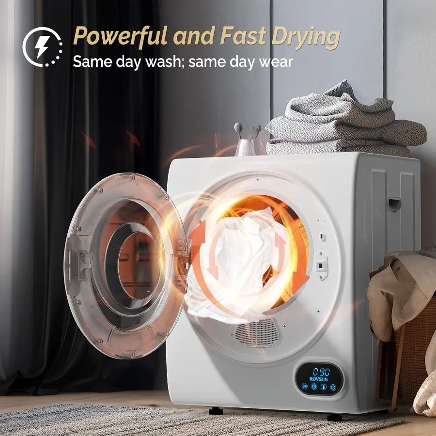 ROVSUN مجفف ملابس محمول 110 فولت 850 وات مجفف ملابس للغسيل ذو تحميل أمامي عالي الجودة مع حوض من الفولاذ المقاوم للصدأ ولوحة لمس LCD f