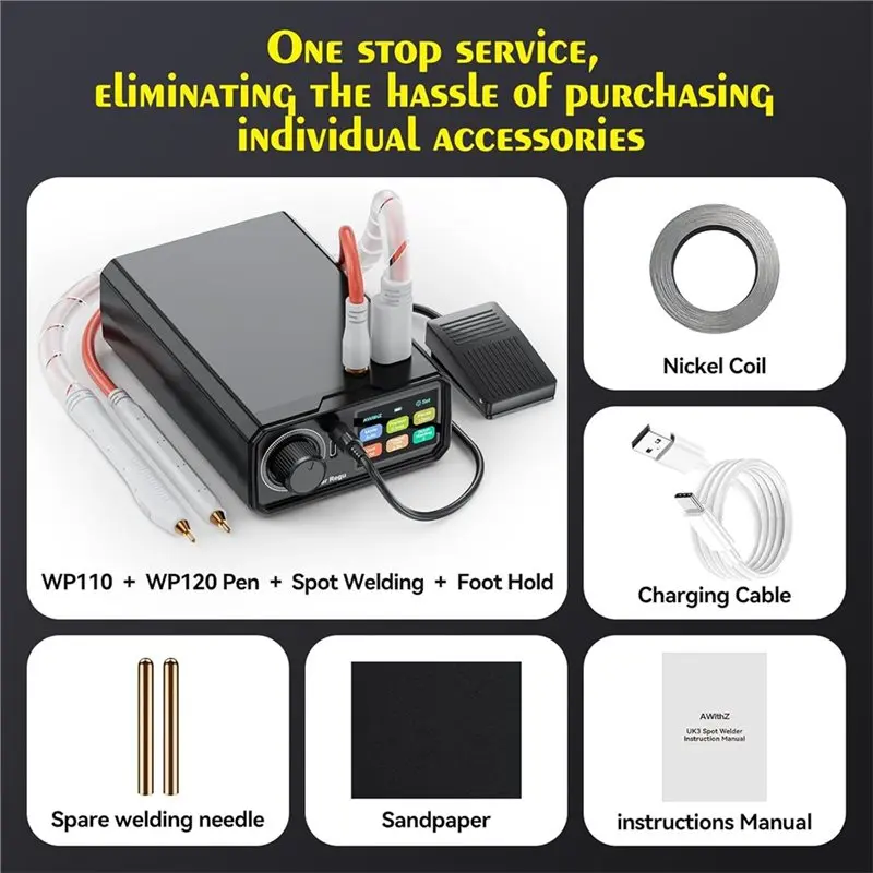 Battery Spot Welder 10000Mah, Rotary Knob Operation 100 Gears Adjustable Foot Pedal, 0.1-0.3Mm Spot Welding Capacity-AA26