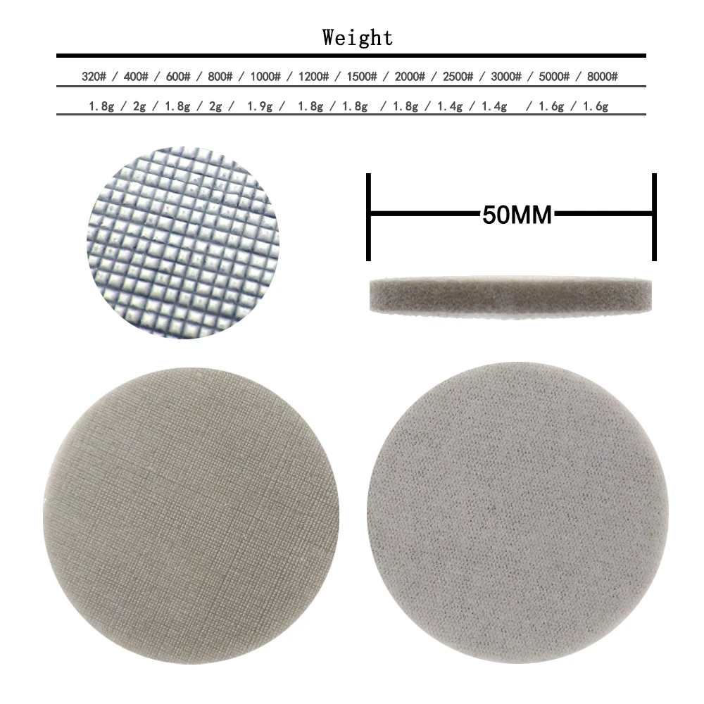 2" 50 mm Nass- und Trockenschwamm-Schleifpapier, 10 Stück, sortierte Puffer-Schleifpapier mit Körnung 320–8000, Schleifwerkzeuge zum Polieren von Metall – Detail 4