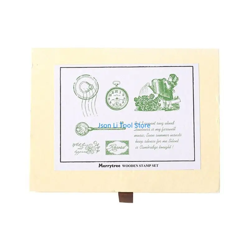 Sello madera retro vintage y08d para artesanías bricolaje tarjetas felicitación registro viajes decoración del