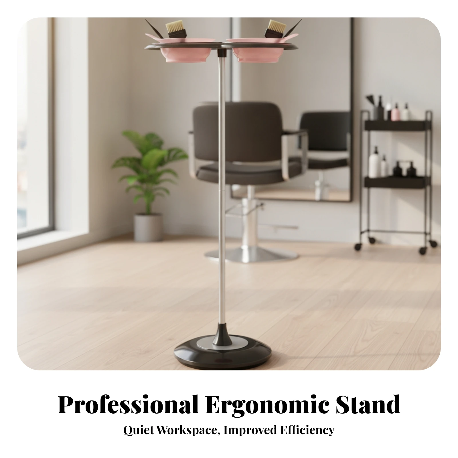 Salon Dye Stand with Weighted Base Sturdy Hair Dye Bowl Holder Color Bowl Stand with Circular Holders Stable for Beauty Parlors