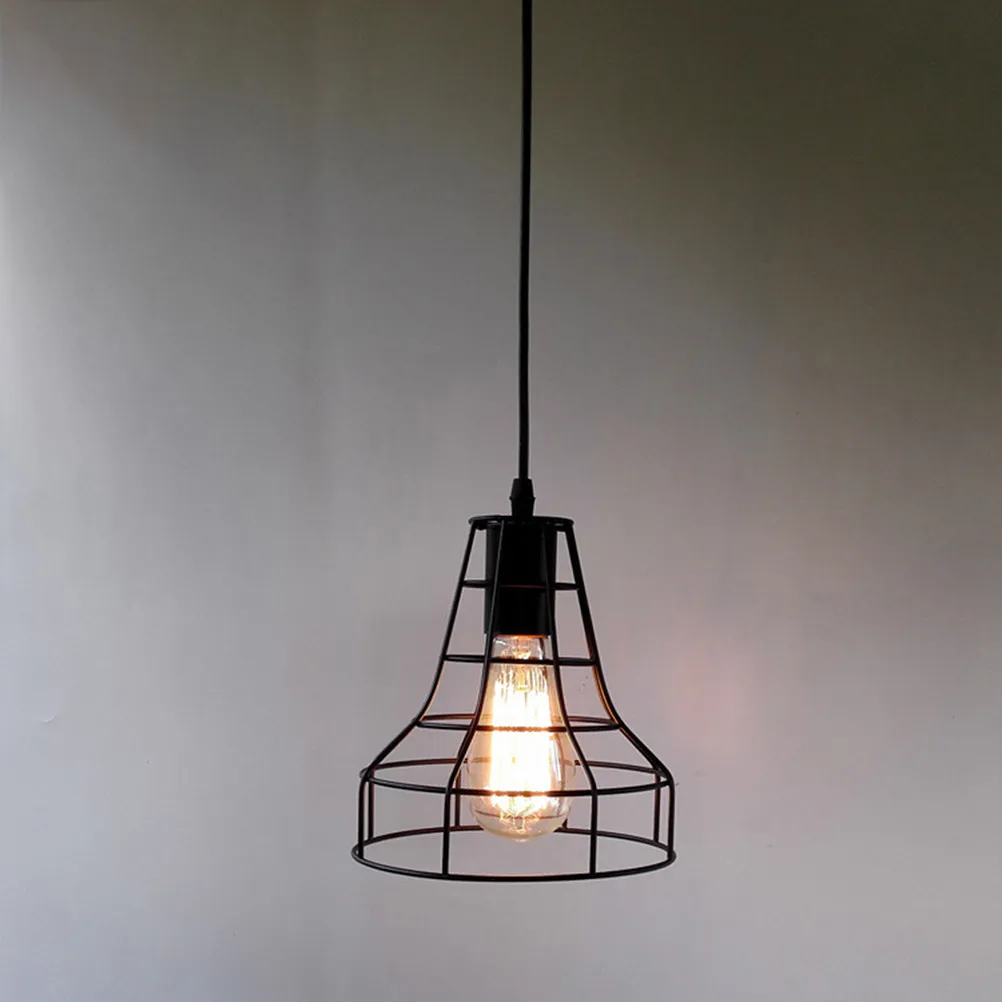 Small cage lamp for farmhouse decor believers to brighten home decorating, black iron single light pendant