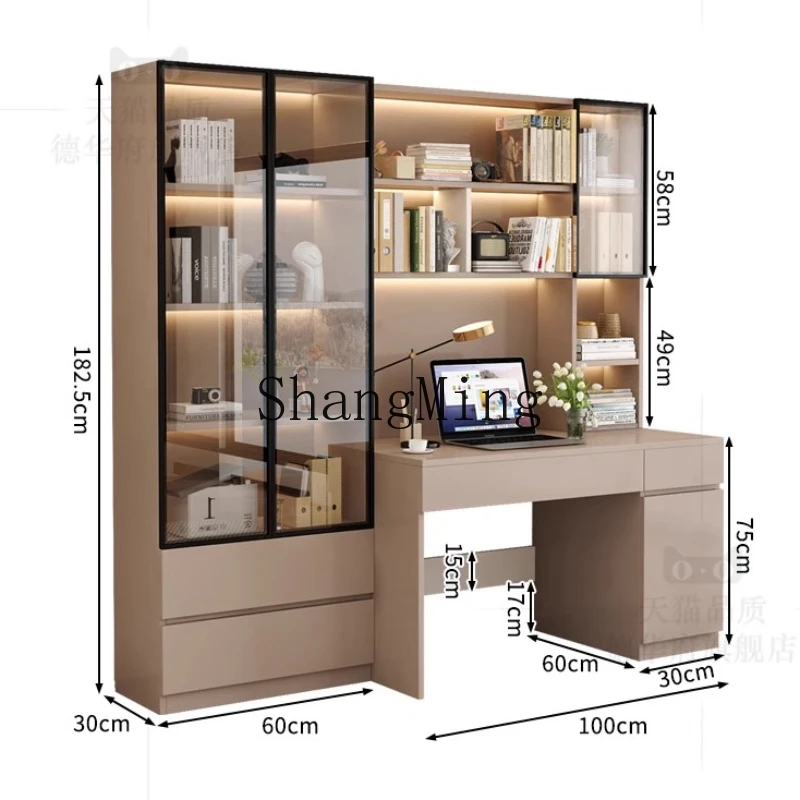 

WYX solid wood desk bookshelf integrated bedroom office computer desk children's writing study table