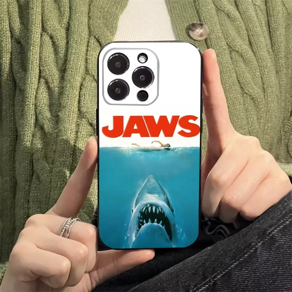 Jaws Movie Phone Case For Apple iPhone 15,14,13,12,11,XS,XR,X,8,7,Pro,Max,Plus,mini Silicone Black Cover