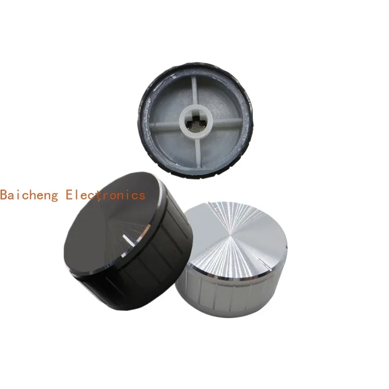 10PCS Aluminum alloy potentiometer knob 30 * 17 silver tangent bright edge black body white bright edge flower shaft D handle