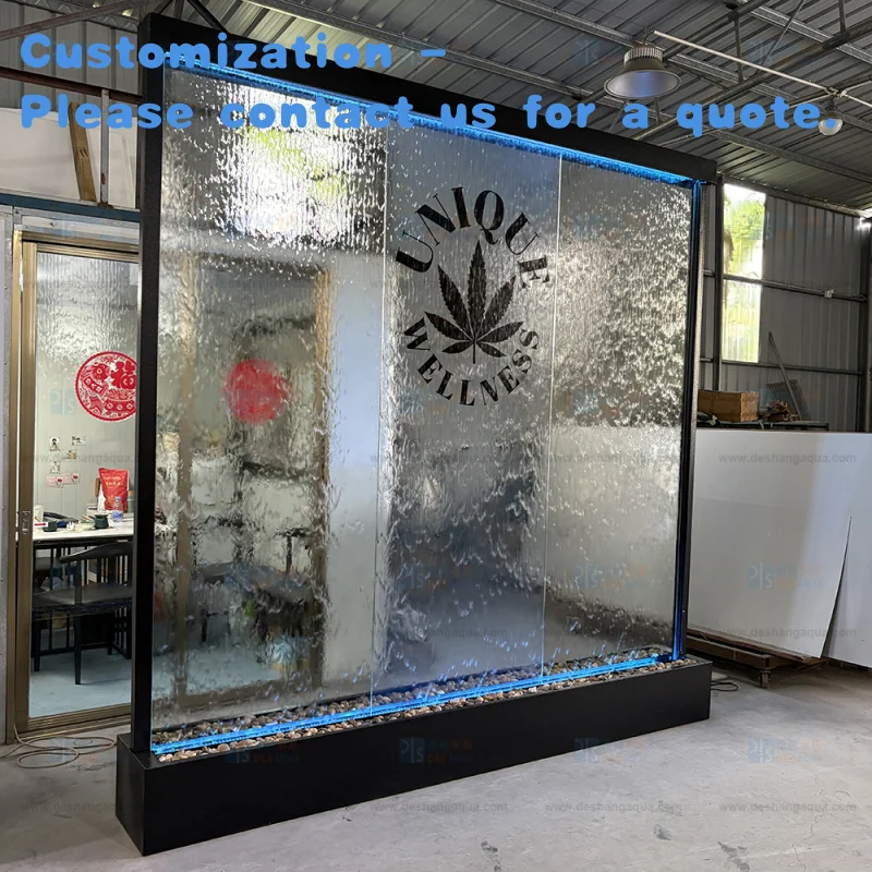 custom.Customized Contemporary Rectangle Glass Waterfall Fountain Spa Hotel Glass Wall Restaurant Shopping Mall I