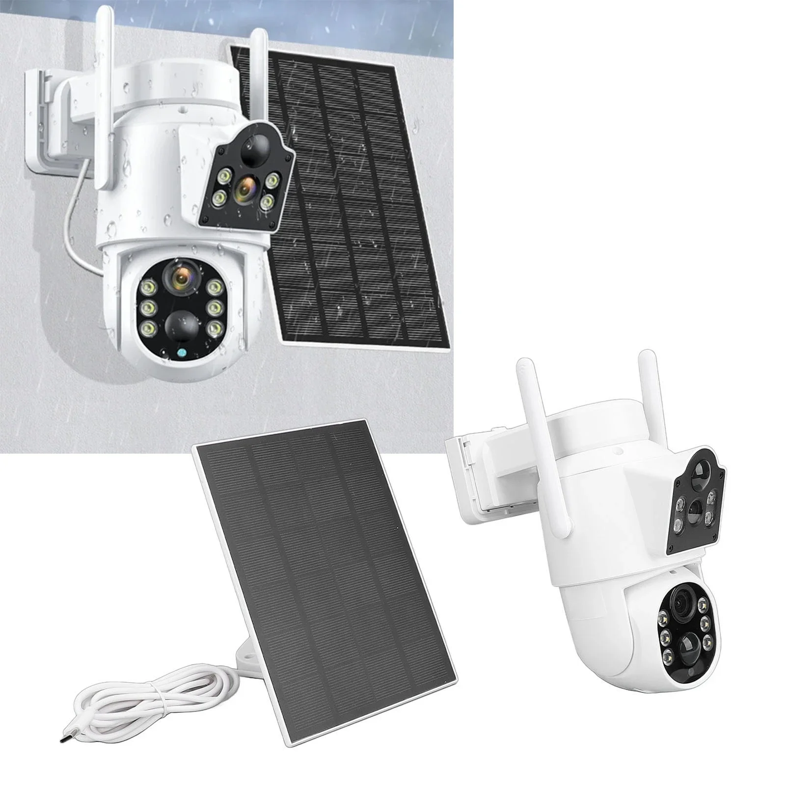 Outdoor Solar Security Cameras IP65 Waterproof WiFi Solar Camera 110° Wide Angle High Definition Motion Detection for Backyard