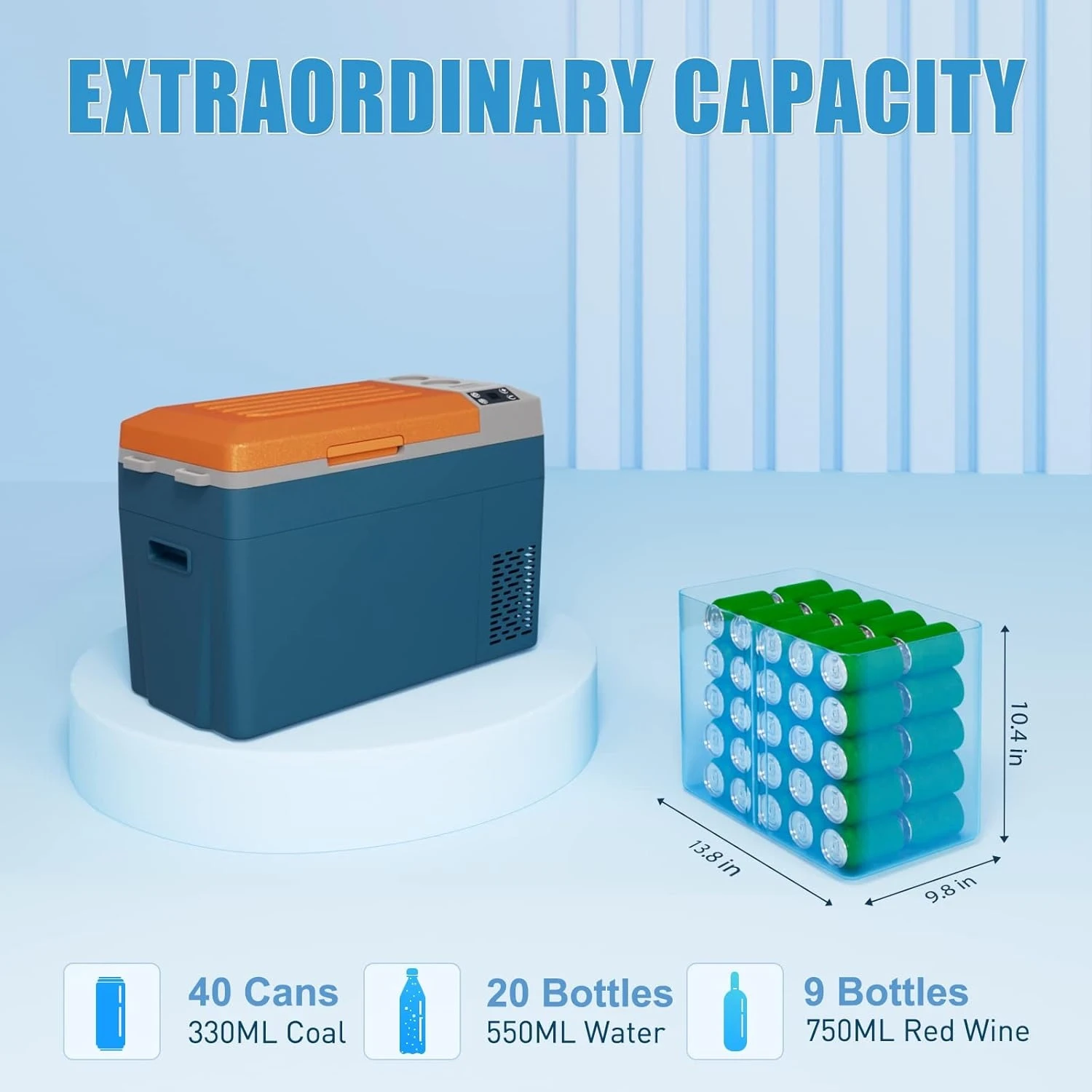 

12 Volt Refrigerator, 24 Quart(23L) Portable Refrigerator Freezer(-7℉~50℉) APP Control Car Fridge Cooler with Compressor 12/24V