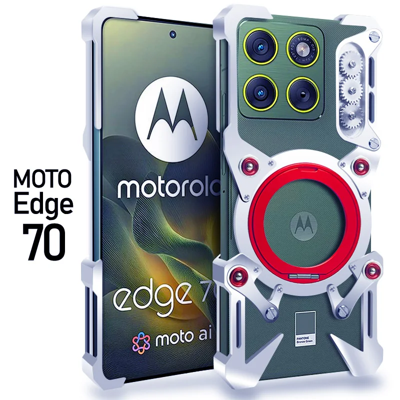 

Luxury Metal Full Protect Armor Case For Motorola Edge 70 Edge 60 50 Pro Fusion Neo 360 Degree Rotating Bracket Shell Rear Cover