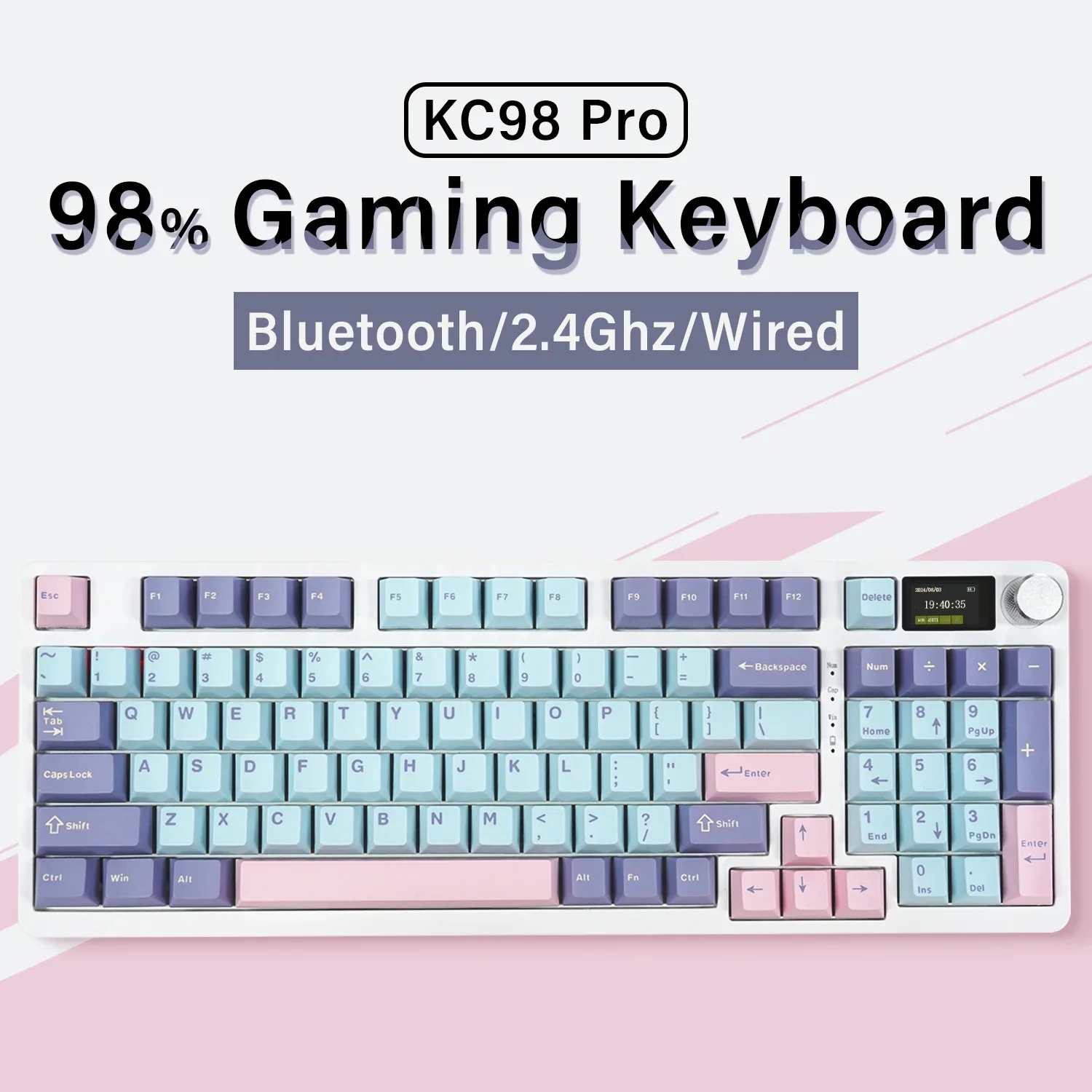 MATHEW TECH MK67 Pro لوحة مفاتيح ميكانيكية قابلة للتبديل بالبلوتوث RGB ثلاثة أوضاع 2.4G/سلكي 65 في المئة مع مقبض الباب