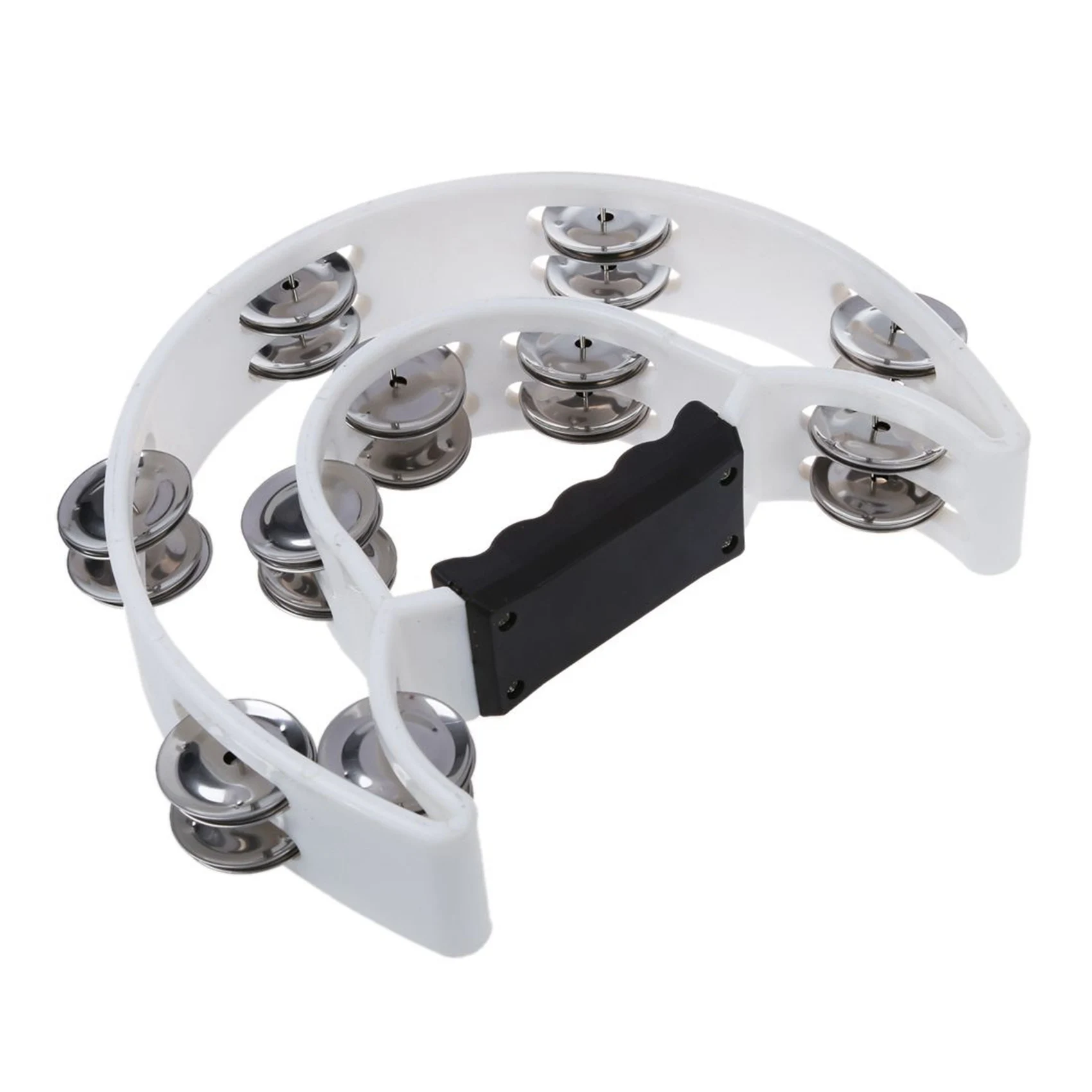 XSXS-2X Double Row Jingles Half Moon Musical Tambourine Percussion Drum White Party KTV