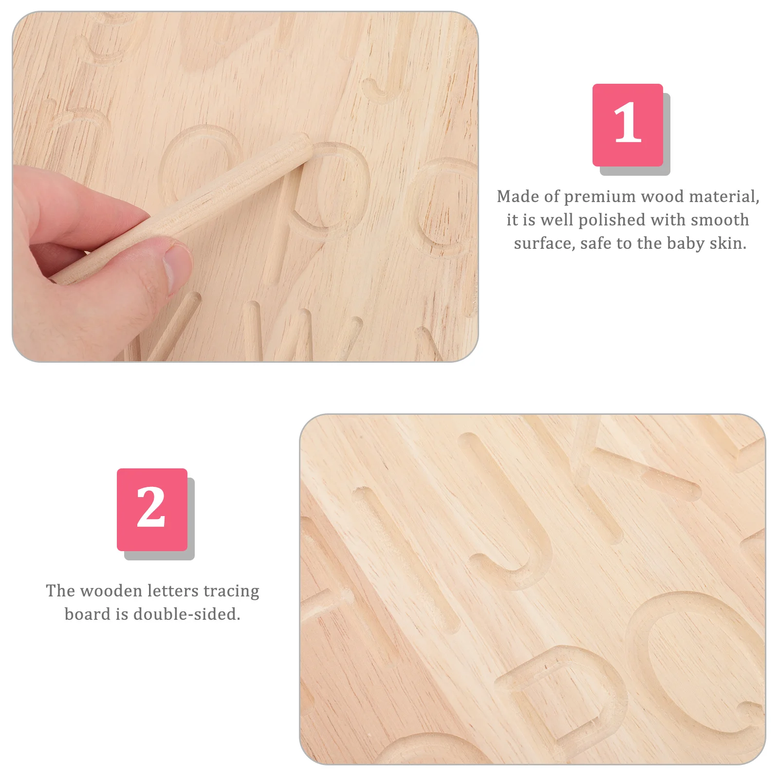 

1 Set Wooden Tracing Board Double-Sided Alphabet Practicing Tool for Kids Learning