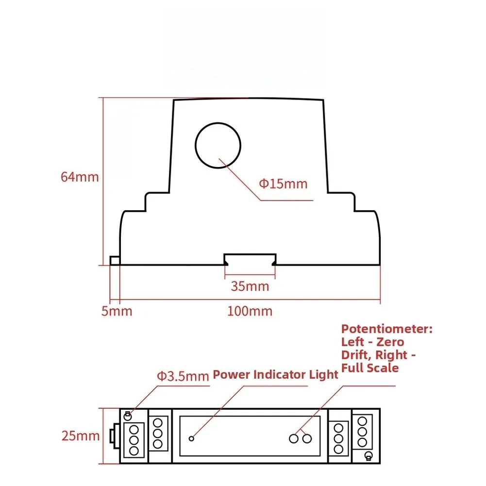 

Hall effect based DC current sensor 0 to 100 amp with 420 milliamp output and high accuracy signal transmission