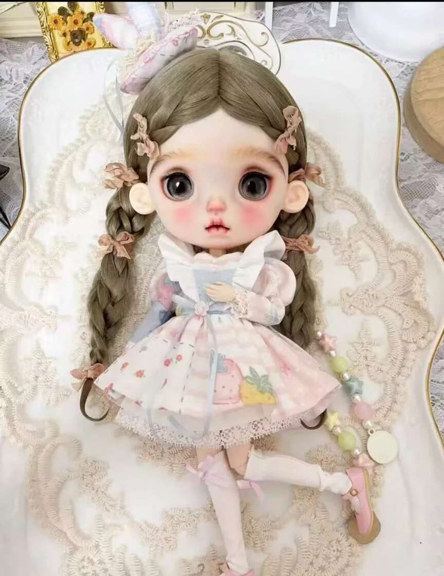 

4pcs lovely candy style 2025 Blythe/landoudou Headwear, dress, skirt support, socks (Fit for Lulu,ymy24,Ob22,24,26,zone, Jenny)