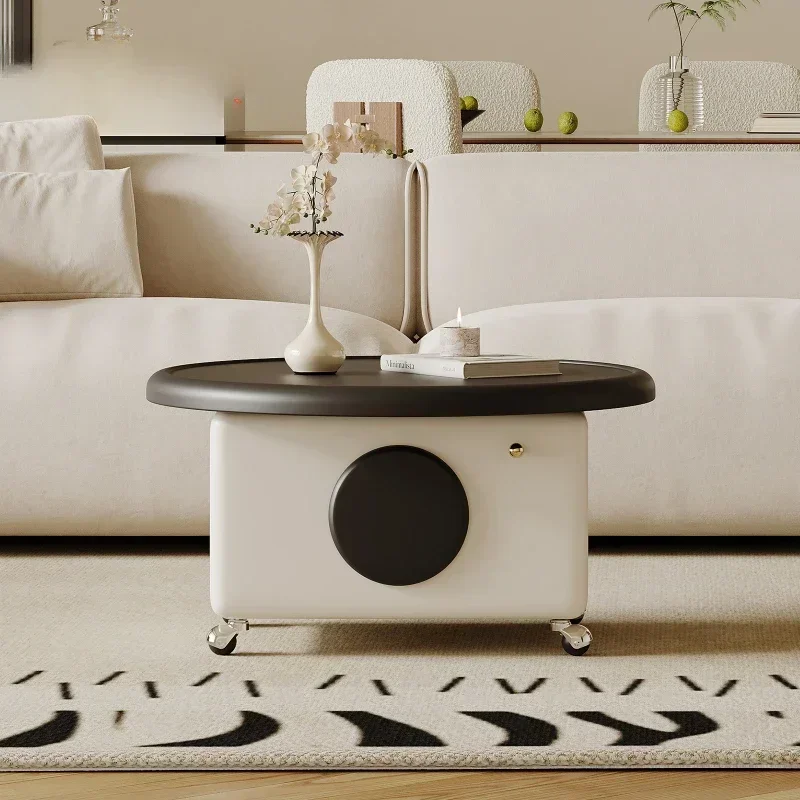 

Wheels Italian Coffee Table Lift European Nordic Unique White Round Side Table Small Luxury Designer Stolik Kawowy Furniture