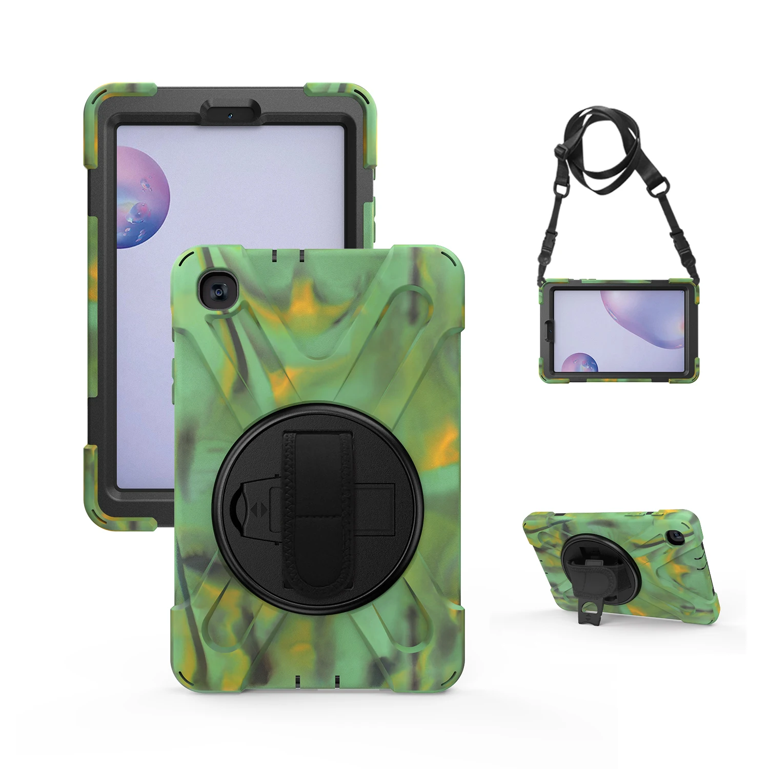 Rugged Case For Samsung Galaxy Tab A 8.4 2020 SM-T307 8.0 2019 S Pen SM-P200 P205 Hybrid Rotating Cover Hand & Shoulder Strap