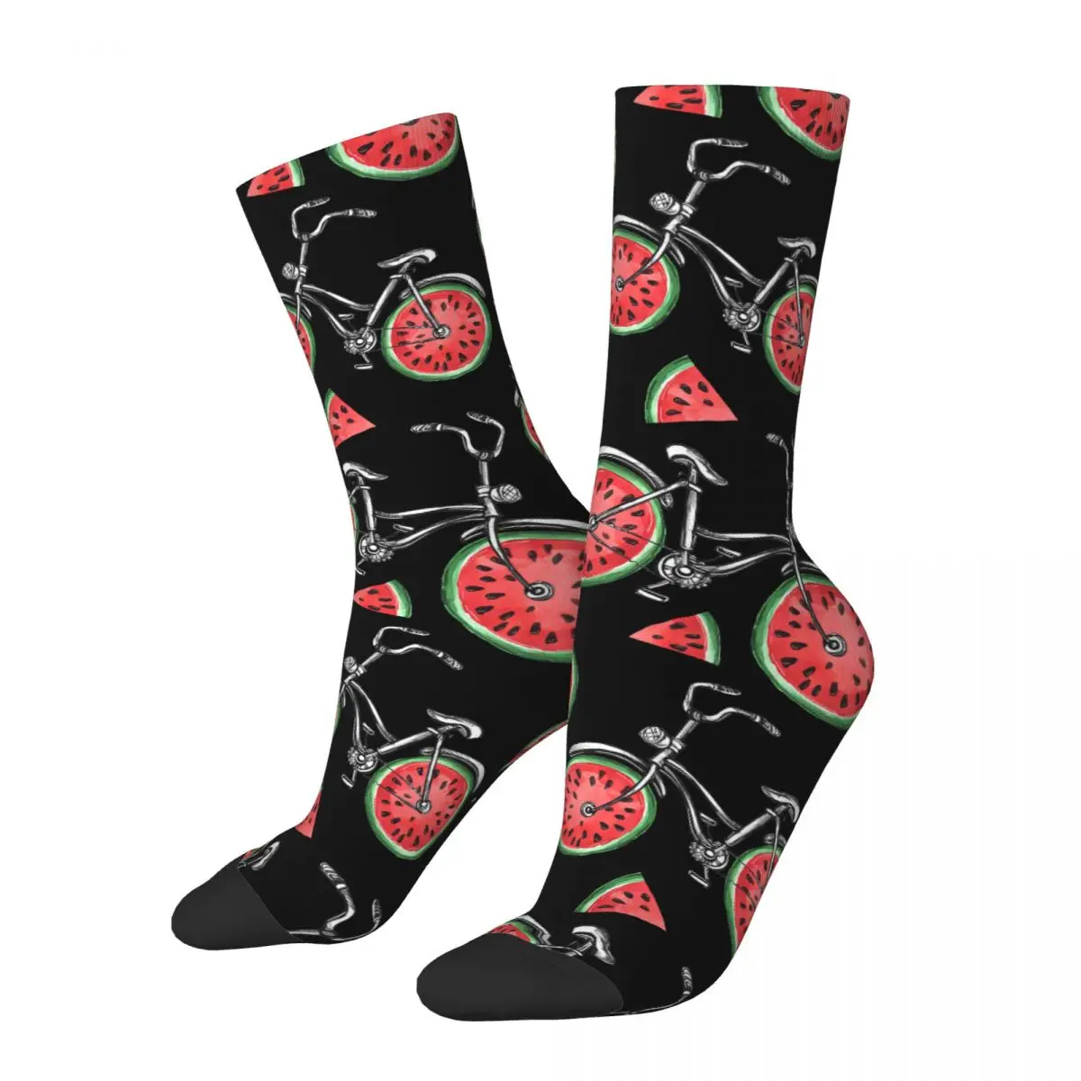 Watercolor Seamless Pattern Bikes With Watermelon Wheels Adult Socks,Unisex socks,men Socks women Socks