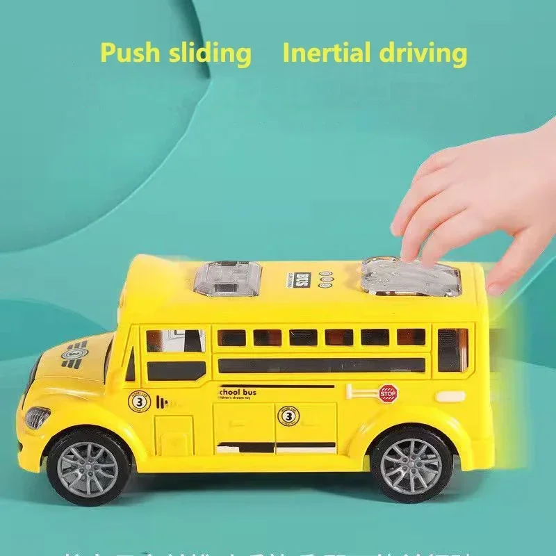 Juguete de autobús escolar para niños con puertas de apertura, coche de inercia para niños, modelo de transporte educativo de clase, juguetes para niños, regalo