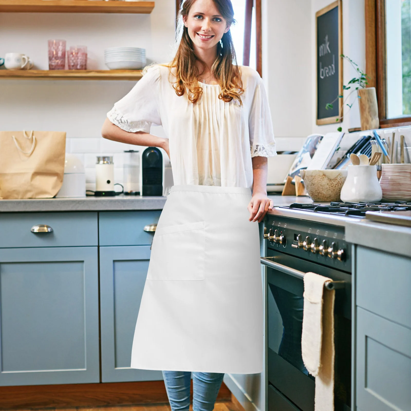 

Short Apron For Men Women Waist Kitchen Workwear Waiter Waitress Uniform Cooking Camping Bbq