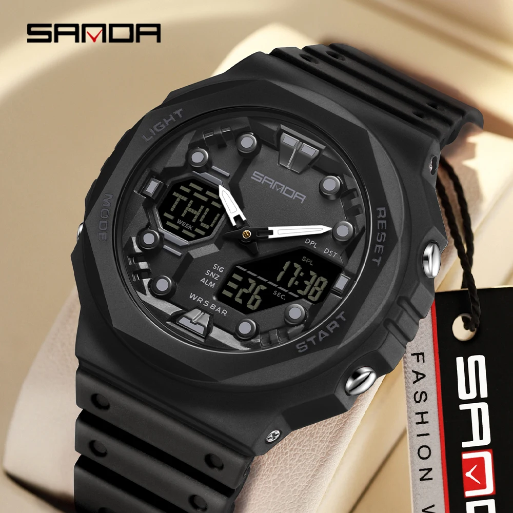 

SANDA 6200 Electronic Watch Multi functional Alarm Clock Waterproof Cool Male and Female Junior High School Students Watch