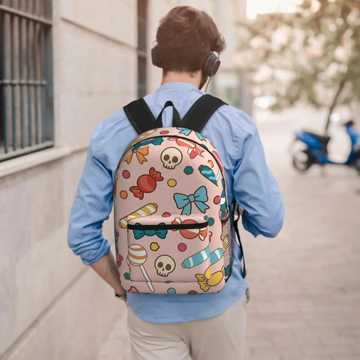Candy And Bows Sweet Pastel Student Backpack School Bag Hiking Travel Daypack for Men Women Bookbag Shoulder Bags