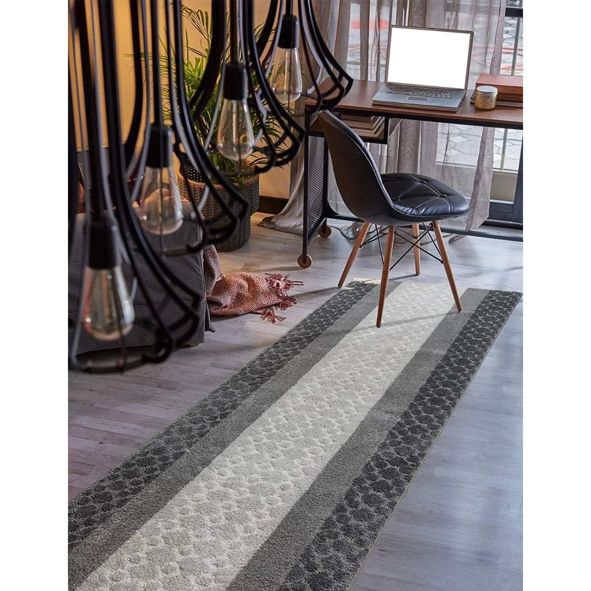 Custom Size Hallway Runner Rug Grey Color 31 inch Wide Select Your Length Non-Slip (Skid Resistance) Rubber Backing