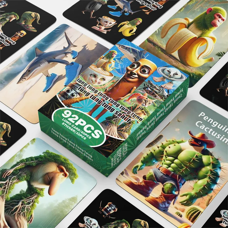 مجموعة بطاقات صور برينروت إيطالية مكونة من 92 قطعة - بطاقات قابلة للجمع على شكل حيوان سمك القرش مع ملصقات