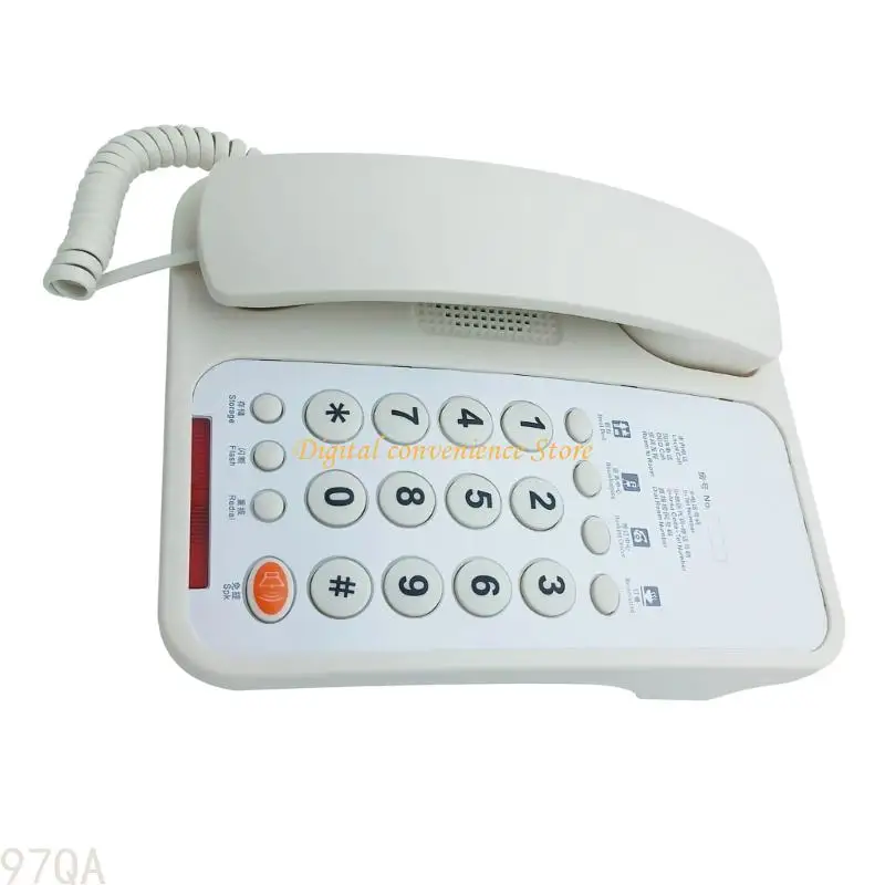 97QA Teléfono línea fija con cable Botón Teléfono escritorio para teléfono anciano