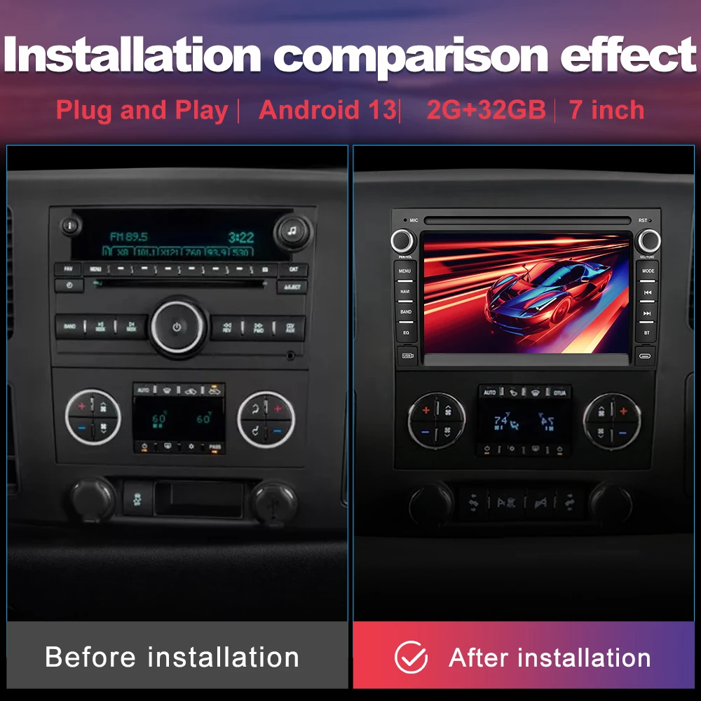 Junsun Android 15 Car Multimedia Player Touch Screen Head Unit Stereo Radio for Chevrolet  GMC Buick Vehicles Built In Wireless Carplay Android Auto GPS Navigation Bluetooth 5.0 WiFi AI Voice Control