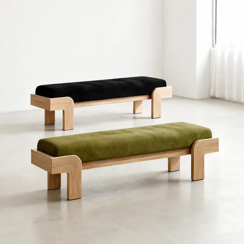 Modern Simple Solid Wood Shoe Changing Stool Home Minimalist Sofa Stool Foyer Bench Bedroom Bed End Seat