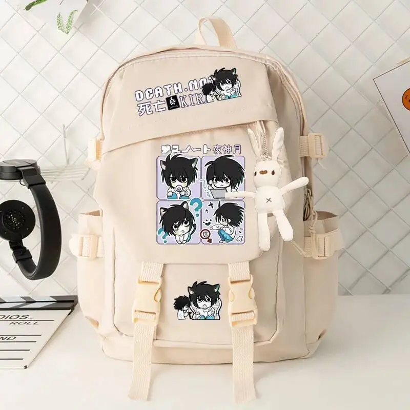 أنيمي لعبة أسود بيج أزرق أخضر مذكرة الموت Desu Noto حقائب مدرسية للطلاب سعة كبيرة حقائب ظهر Mochilas