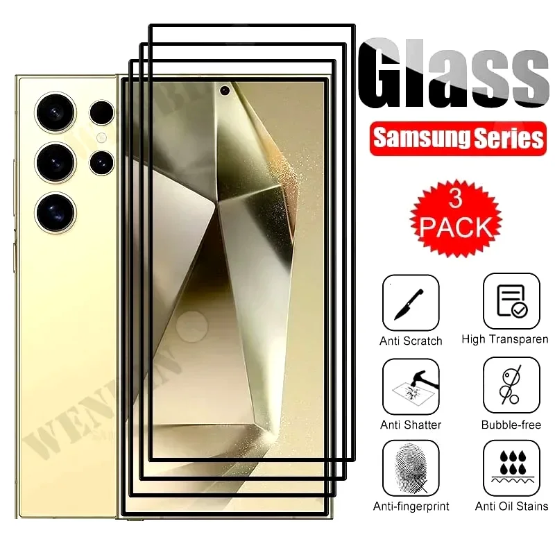3 Pcs Tempered Glass For Samsung Galaxy S26 S25 S24 S23 S22 Ultra Plus FE A57 A56 A36 A17 Screen Protector Full Protective Glass