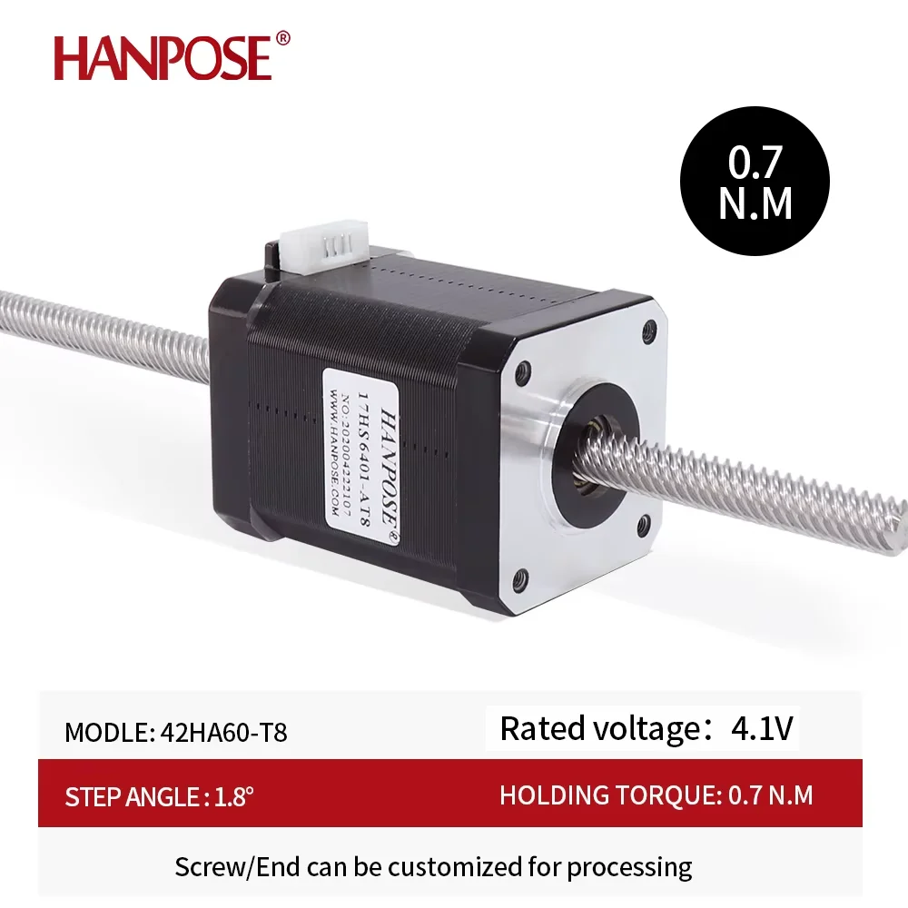 HANPSOE NEMA17 42 motor penetrating  42HA60-T8  60 mm 70N.CM For 3D Printer Monitor Equipmen linear through screw stepper motor