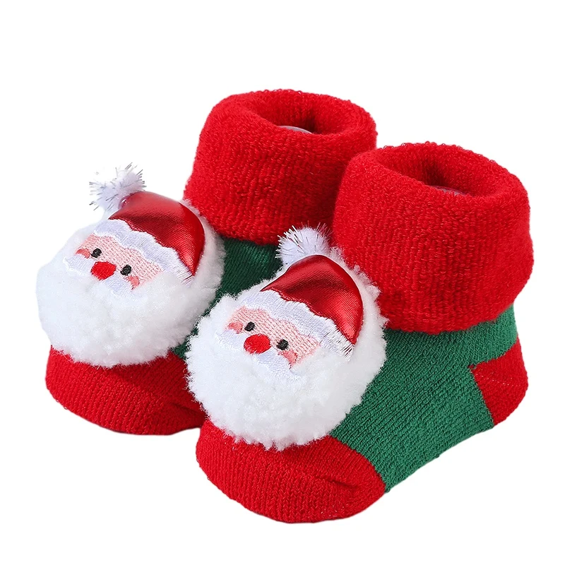 Kids Christmas Socks For 0-3T Children\'s Short Socks Girls Boys Winter Warm Cotton Toddler New Year Gift Santa Claus Socks