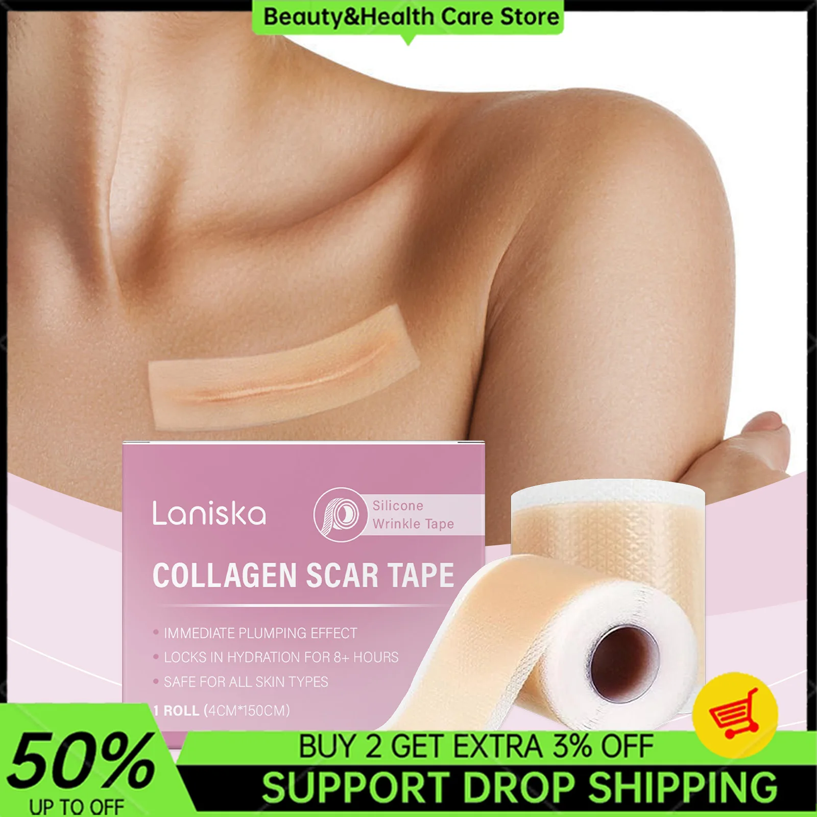 

Reusable 1 Roll Silicone Scar Sheet Painless Scar Repair Tape Roll Effective Scar Waterproof Breathable Ear Beauty Sticker