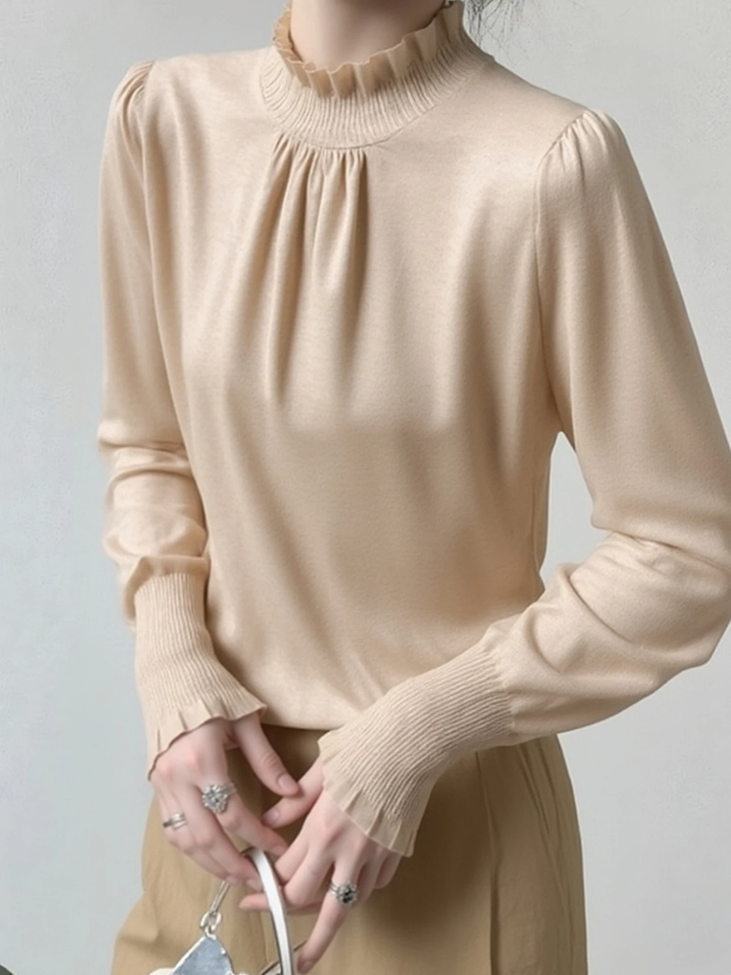 

Корейский повседневный универсальный вязаный женский топ Long Sve, мягкий, приятный для кожи, зимний дизайн Sense Base irt