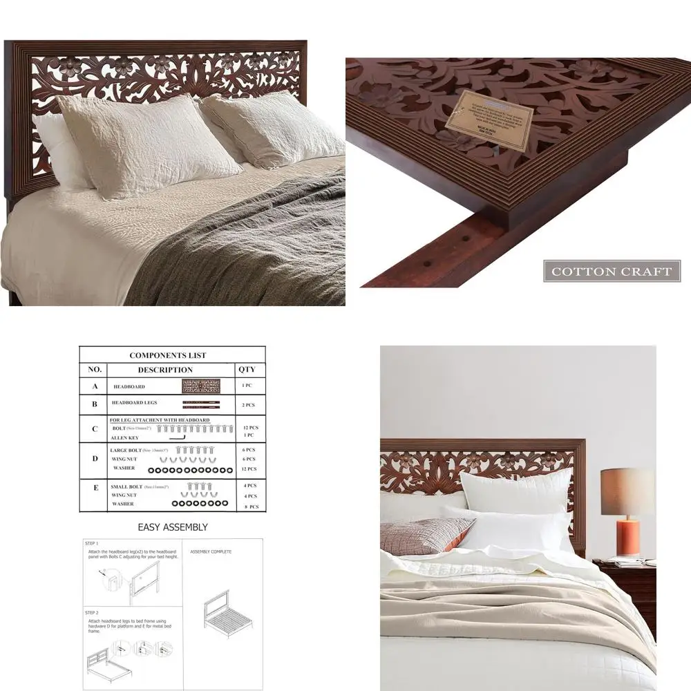 

Elegant Handcrafted Queen-Size Wooden Bed Frame with Rajasthan Moti, Rustic Antique Brown Finish