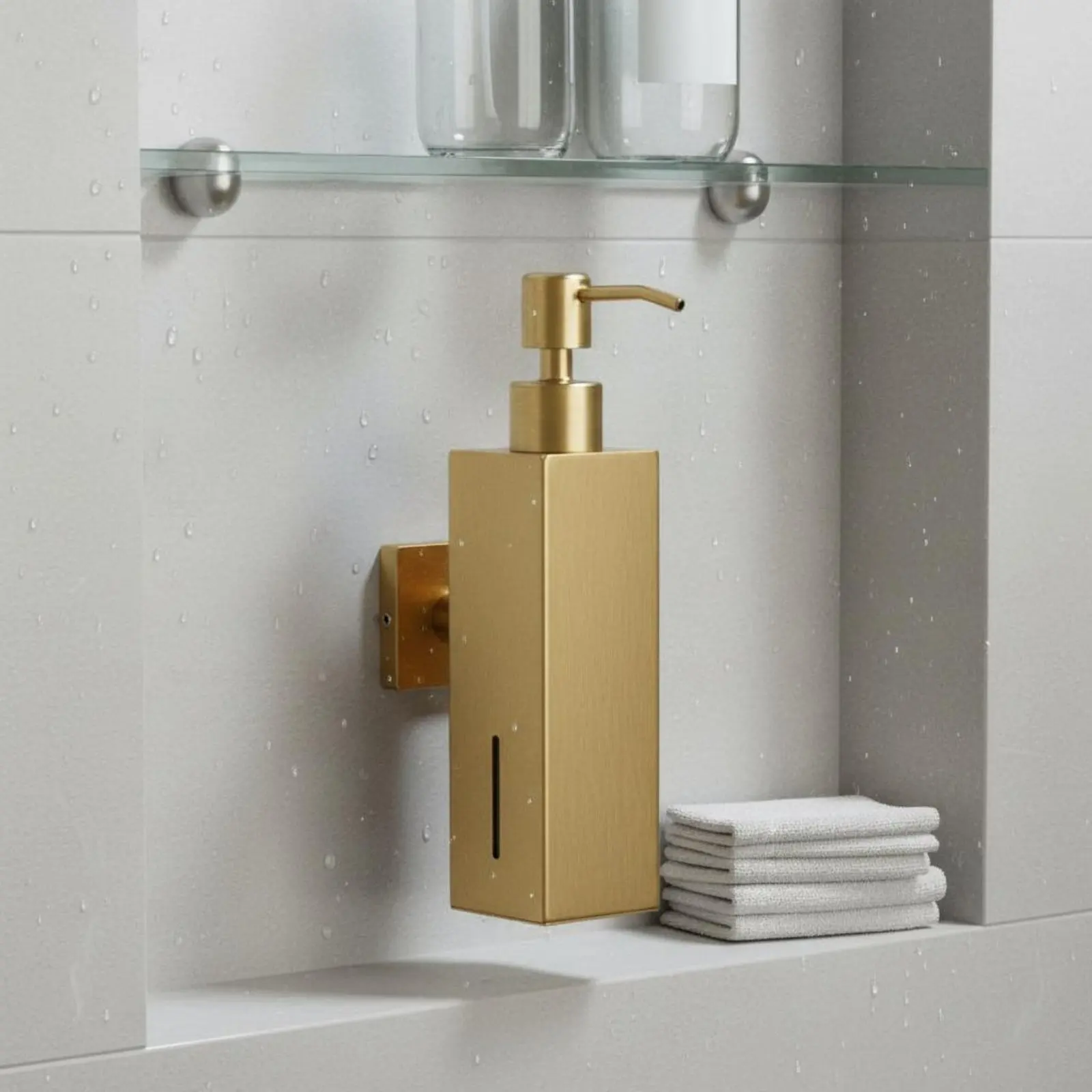 Wall Mounted Soap Dispenser Liquid Level Window Manual Hand Soap Pump Refillable Shower Gel Container for Office, Kitchen