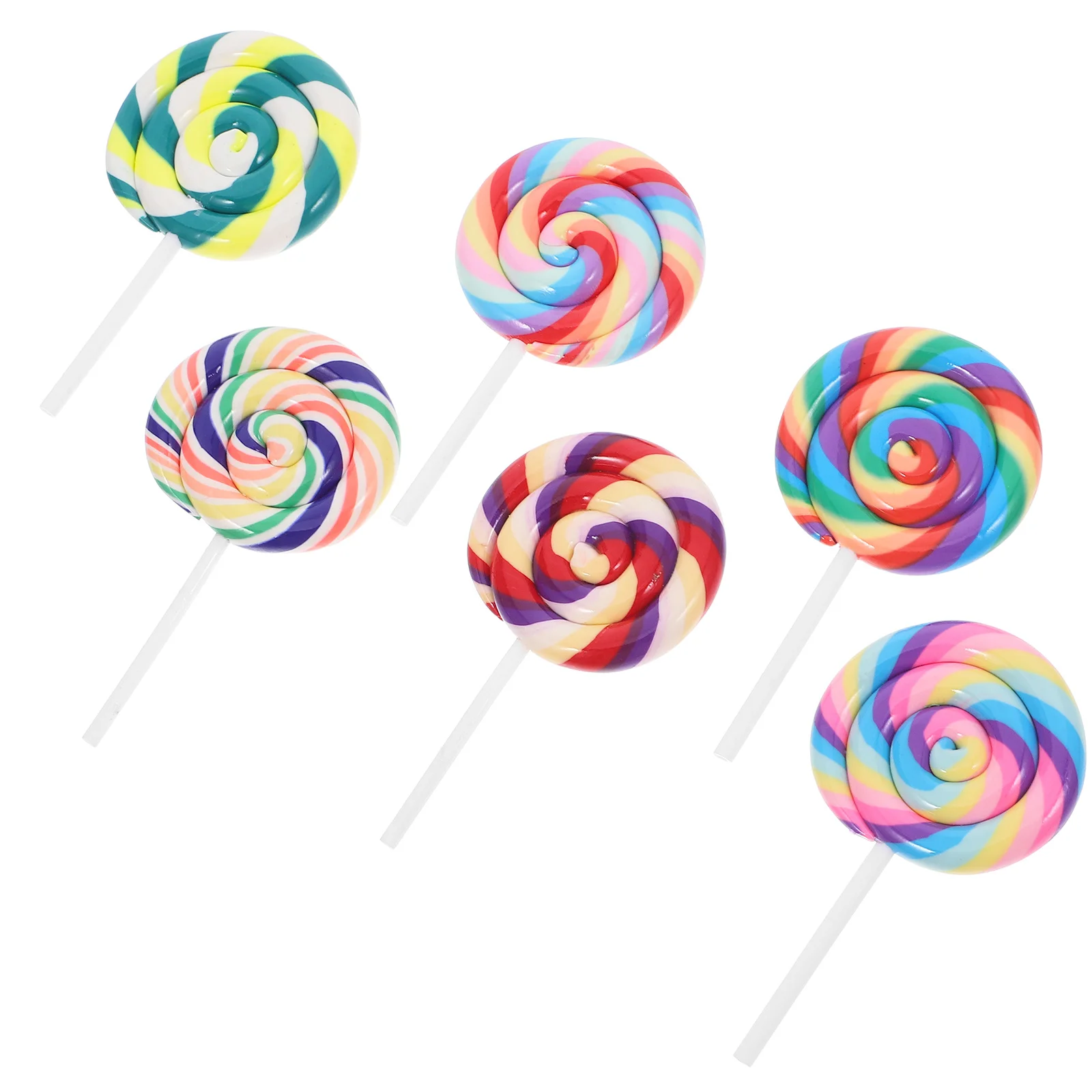 

6Pcs Fake Lollipop Charms Large Soft Clay Swirl Candy Pendants Multicolor DIY Decoration Photo Props Party Favor Jewelry