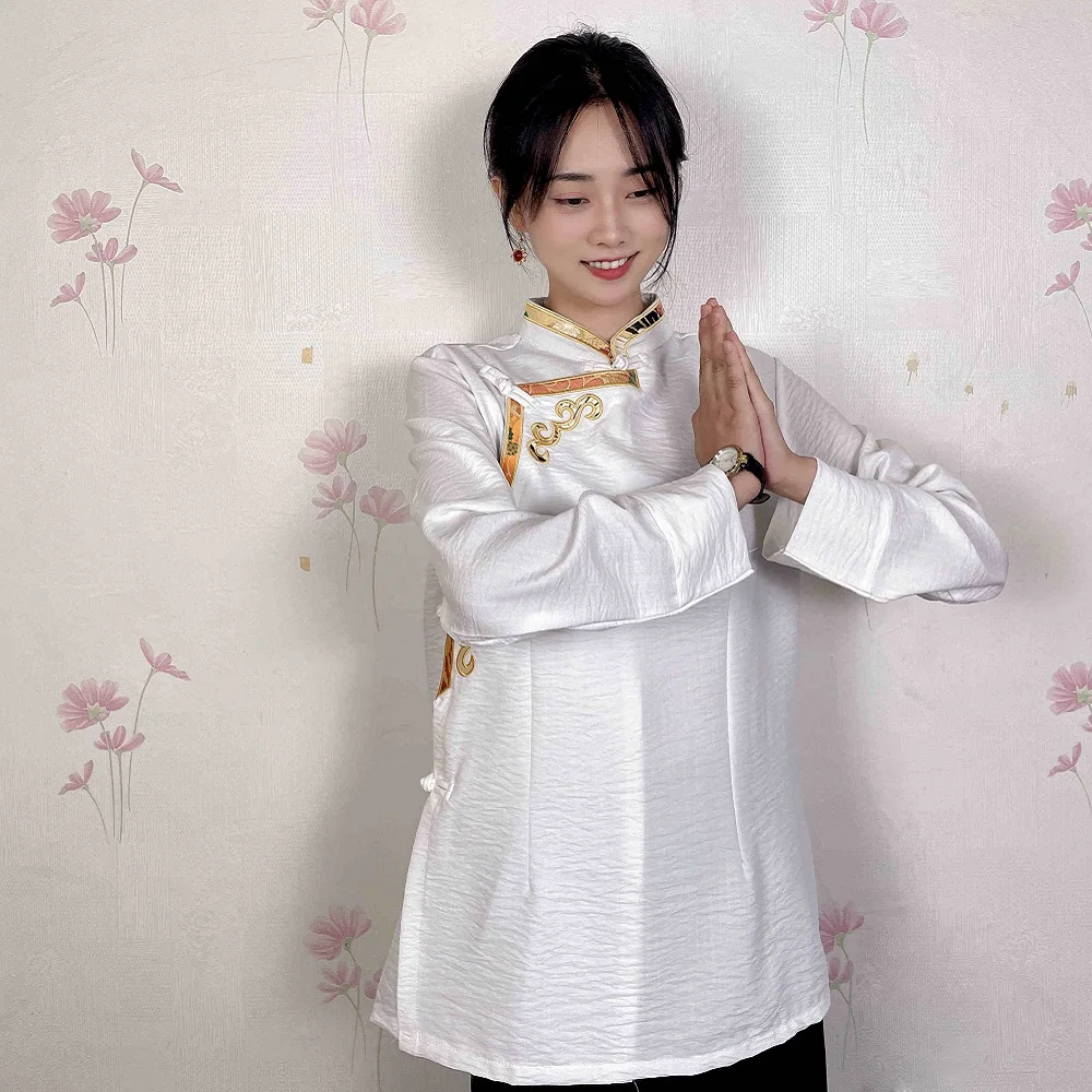 

Традиционная одежда меньшинств Китая, тибетская женская блузка, весенне-осеннее восточное винтажное пальто, качественная тибетская куртка из тенселя CT016