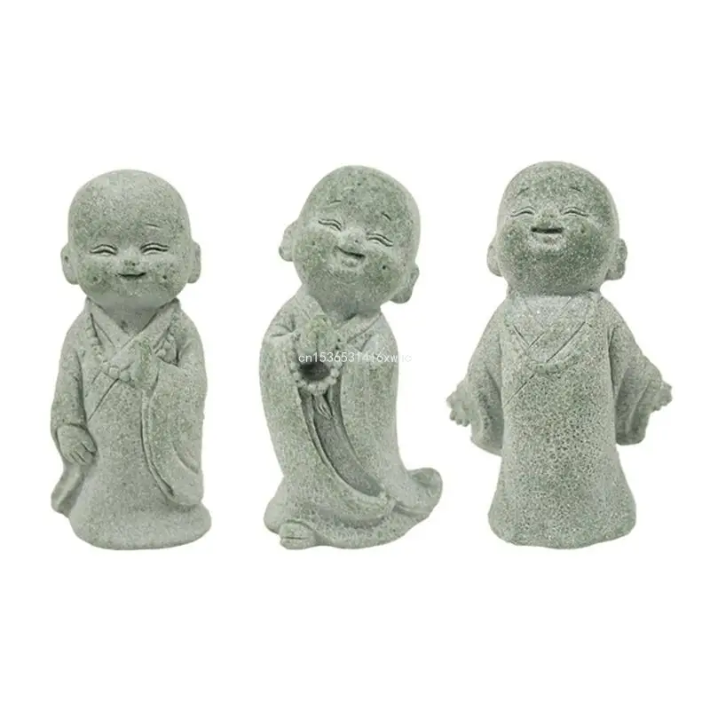 

Dropship Set of 3 Miniature Faux Sandstone Monk Statues Figurines for Potted Plant Aquariums Decors and Collectibles Ornaments