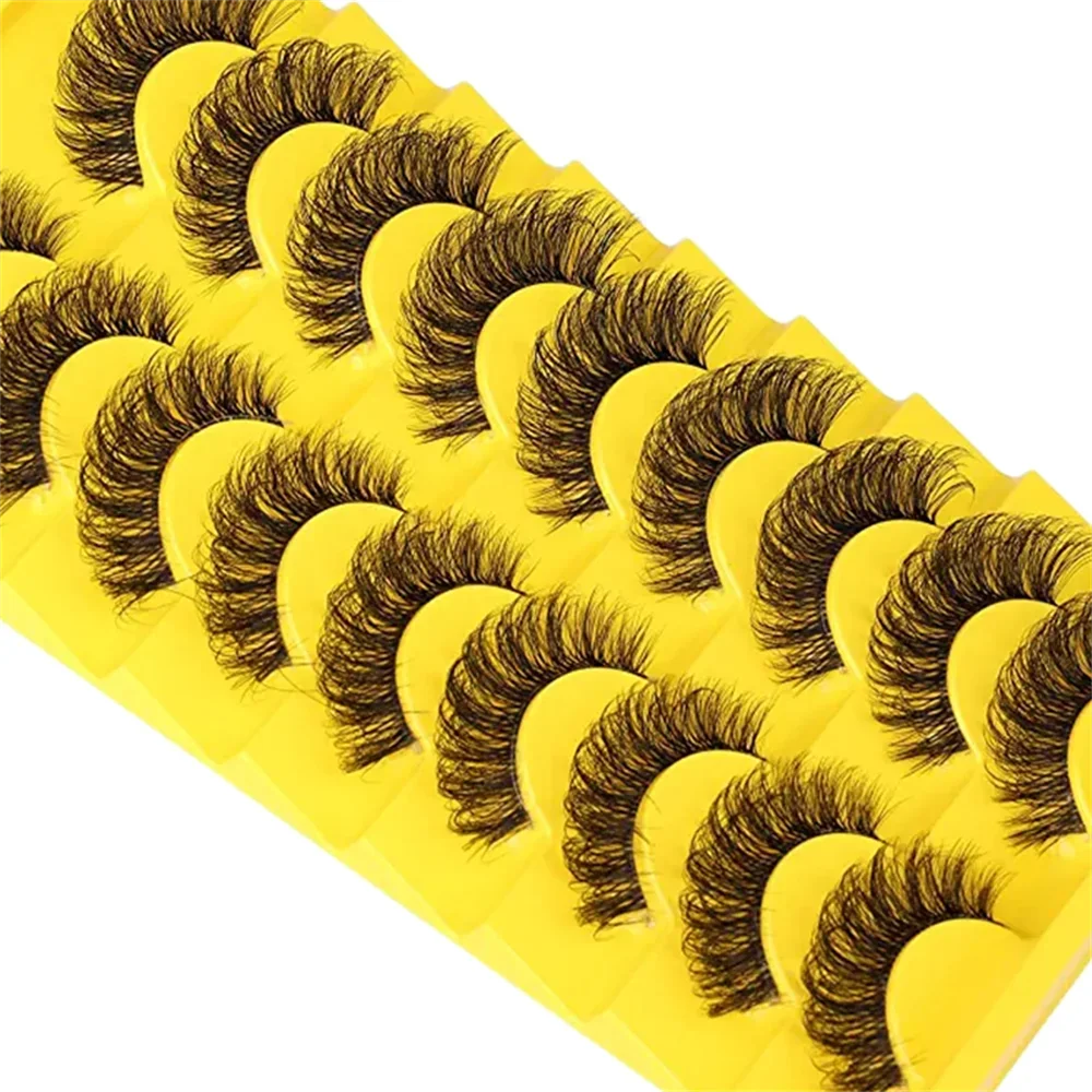 10 Par Rzęs 6D z Norek, Puszyste, Miękkie, Naturalne, Krzyżowane Rzęsy do Przedłużania, Wielokrotnego Użytku, Sztuczne Rzęsy z Imitacji Norki