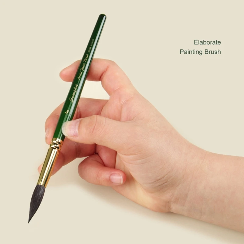 Pennelli professionali per acquerello in peli animali, mop, dettagli a punta fine rotonda