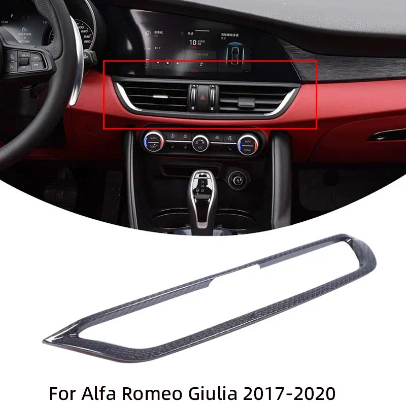 For Alfa Romeo Giulia 2017-2020 Real Carbon Fiber Car Center Control Panel Decorative Frame Interior Decoration Patch