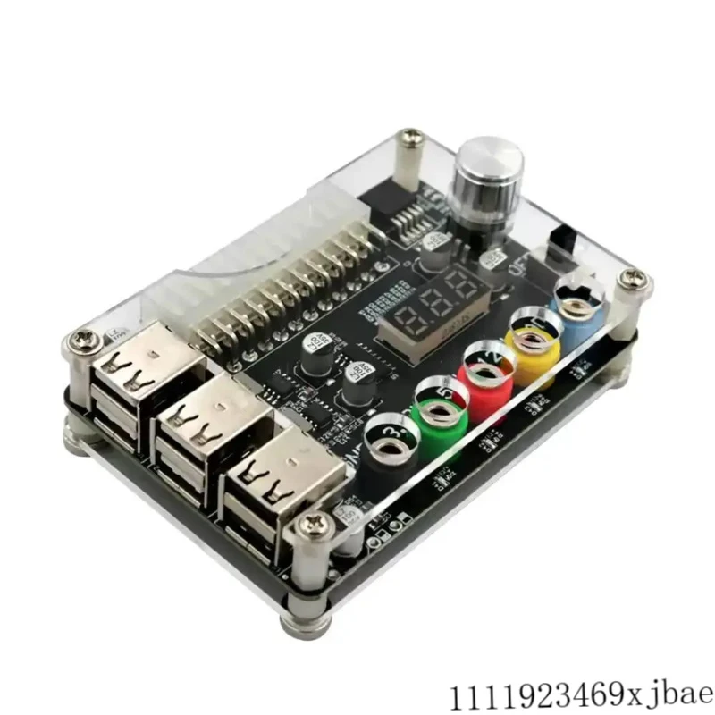 ATX Power Supply Breakout Board Power Module 24Pin Adapter Connector Adjustable Voltage Knob 6 Port USB 2.0 Supports QC2.0 QC3.0