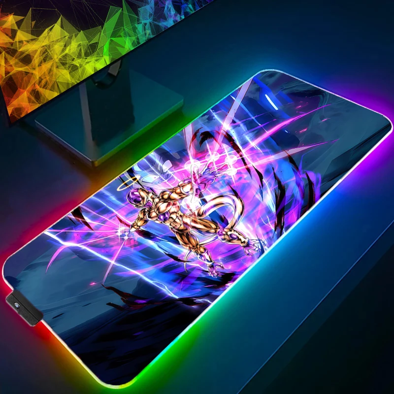 Dragon Ball Frieza RGB Mouse Pad Anime Carpe Large PC Gamer Computer LED Mausepad Keyboard Gaming Accessories Backlight Desk Mat