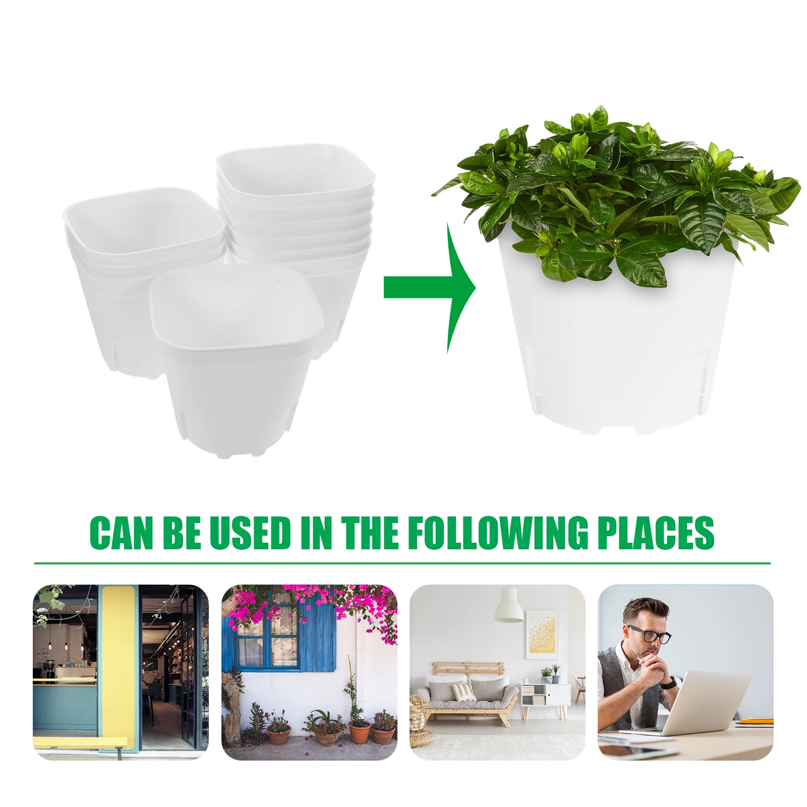 

10 Pcs Root Control and Breathable Square Basin Plastic Nursery Pots Round for Plants Flower Planter Planting Seedling