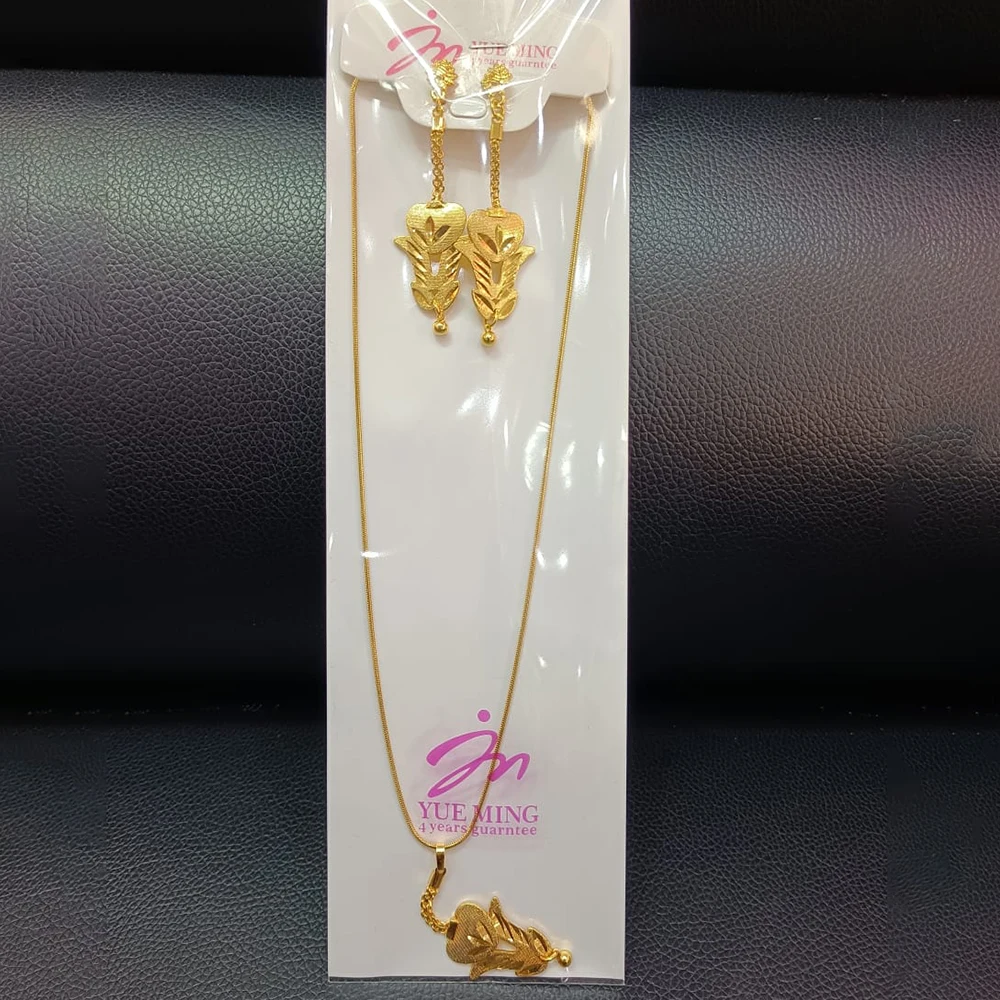 YM Äthiopien Gold Farbe Schmuck Set Trend Damen elegante Tropfen Ohrringe und Halskette 18 Karat vergoldet Schmuck Accessoires Party Geschenke 7