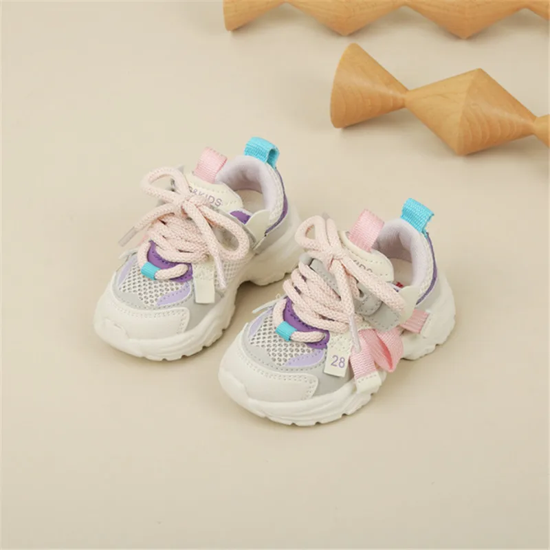 2023 New Summer Baby Shoes Mesh Breathable Kids Sport Shoes Soft Sole Outdoor Tennis Fashion Toddler Girls Sneakers