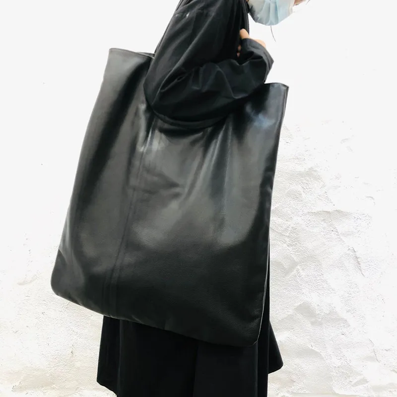 Oversized Tote Casual Leather Bag Soft Genuine Leather Lady commute Shoulder Bag Laptop Weekend Travel Bag 2026 Bolsa Feminina